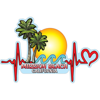 Mission Beach  California   Heartbeat Waves Sticker