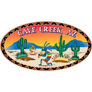 Cave Creek Az Kokopelli with Cactus Desert Sceene Oval Sticker