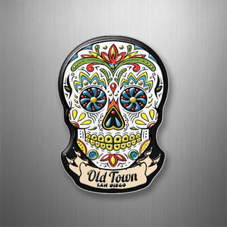 Old Town San Diego   White Banner Sugar Skull 3D Magnet