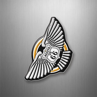 Route 66 White Wings Shield 3D Magnet