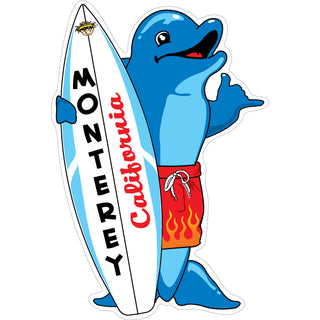 Monterey  Californian   Standing Surfboard Dolphin Sticker