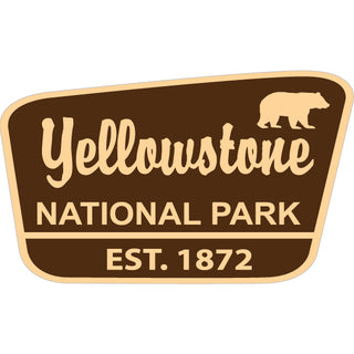 Yellowstone National Park   Brown Angled Park Sign Sticker