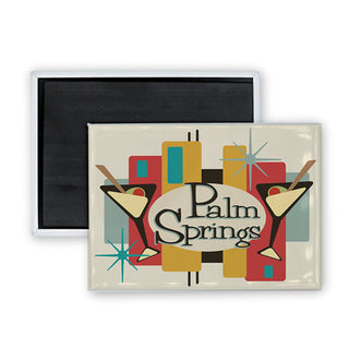 Palm Springs   Retro Martini Glasses Rectangle Badge Magnet