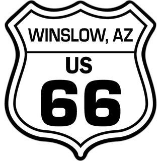 Winslow  AZ Route 66 Black & White Shield Sticker