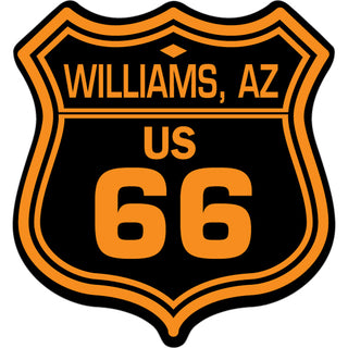 Williams AZ Route 66 Black and Orange Shield Cut Digital Single Sticker