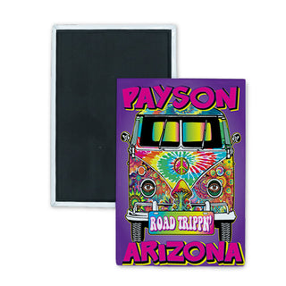 Payson Arizona Road Trippin' Tie Dye Van Rectangle Badge Magnet