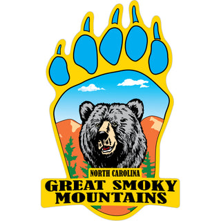 Great Smoky Mountains  NC Bear Head in Bear Paw Sticker