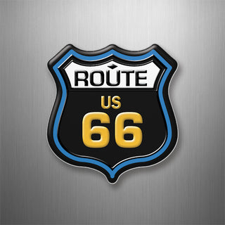 ROUTE 66 SHIELD BLUE GOLD BLACK 3D Magnet