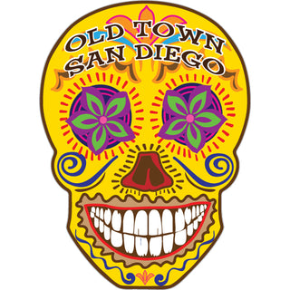 Old Town San Diego Yellow Sugar Skull Day of the Dead Sticker