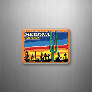 Sedona Arizona   Desert Sunset Cactus 3D Magnet