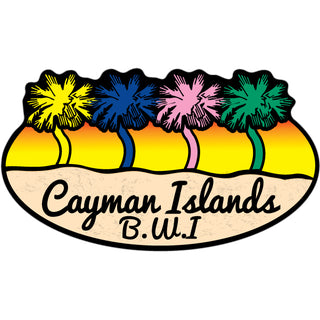 Cayman Islands B.W.I 4 Colored Palm Trees Sticker