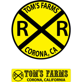 Railroad Crossing   Toms Farms Railroad Crossing Sticker