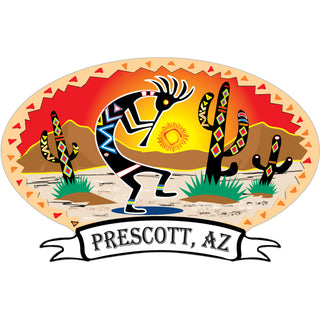 Prescott  AZ Kokopelli Oval With Banner Sticker