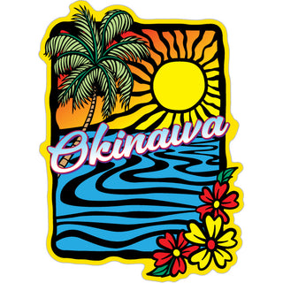 Okinawa   Abstract Sunset Flowers Sticker