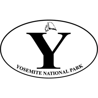 Yosemite  CA   Black & White Half Dome Euro Oval Sticker