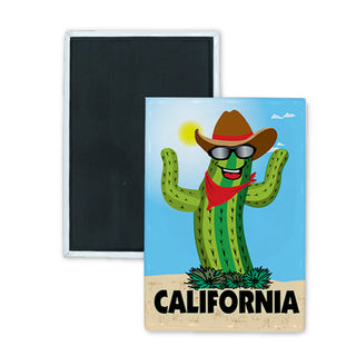 California   Happy Cactus Rectangle Badge Magnet