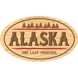 Alaska Wood Oval Sticker
