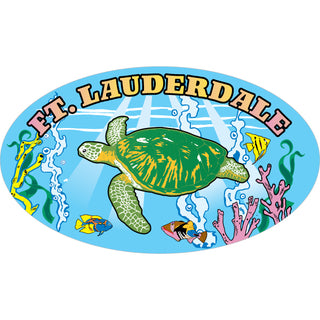 Ft. Lauderdale Turtle in the Sea Oval Sticker