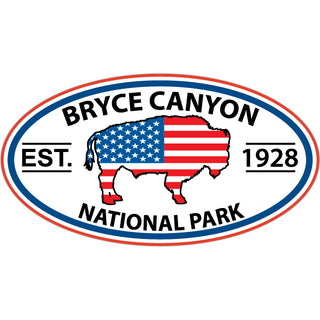 Bryce Canyon National Park   Stars & Stripes Buffalo Oval Sticker