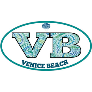 OK4 Venice Beach Oval Euro Paisley Print Letters Sticker