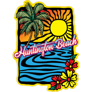 Huntington Beach   Abstract Sunset & Flowers Sticker