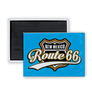 New Mexico   Route 66 Blue & Brown Shield Rectangle Badge Magnet