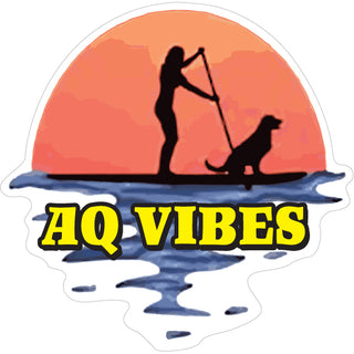 AQ VIBES GIRL AND DOG SUP Sticker