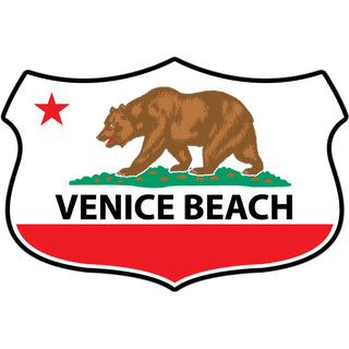 Venice Beach   Wide California Flag Shield Sticker
