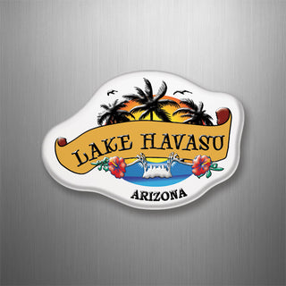 Lake Havasu  Arizona   Wave and Palm Trees Scroll 3D Magnet