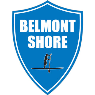 OK4 Belmont Shore Stand Up Paddleboard Blue Vertical Shield mini Sticker