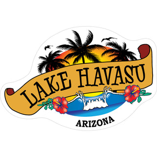 Lake Havasu  Arizona   Wave and Palm Trees Scroll Sticker