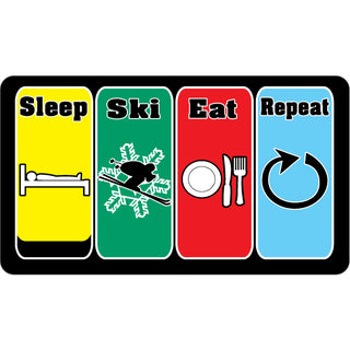 Novelty   Sleep Ski Eat Repeat Sticker