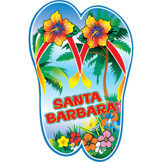 OK4 Santa Barbara  CA Flip Flops With Flowers (46074) Sticker