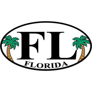 OK4 FLORIDA FL EURO OVAL WITH PALM TREES Sticker