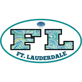 Ft Lauderdale FL Euro Oval with Paisley Letters Sticker