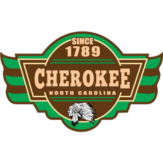 Cherokee  North Carolina   Green Winged Sign Sticker