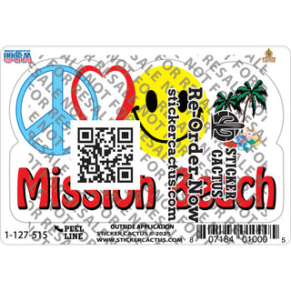 Mission Beach   Peace Love Happy Palm Sticker