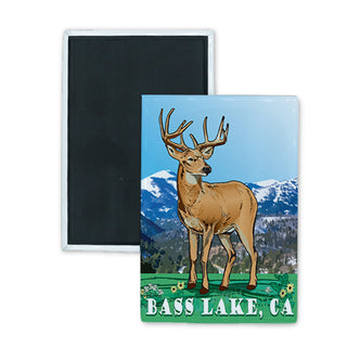 Bass Lake CA Buck Vertical Rectangle Badge Magnet