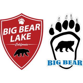 Big Bear Paw Print and Red Shield 2up Sticker