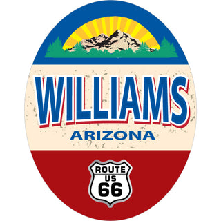 Williams AZ Red Tan Blue Vert Oval Sticker