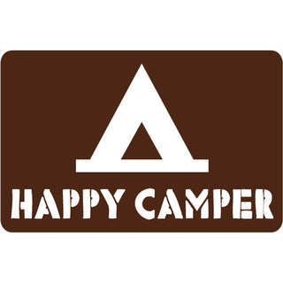 OK4 Happy Camper on Brown Sign with Tent Sticker