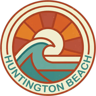 HUNTINGTON BEACH WAVE SUNBURST BADGE Sticker