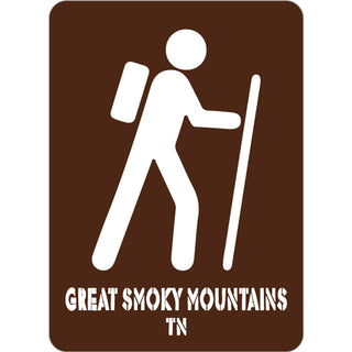 Great Smoky Mountains TN   Brown Hiker Sign Sticker