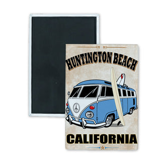 Huntington Beach  California   Bus Corner View Cut Corners Rectangle Badge Magnet