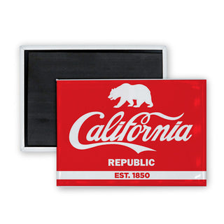 California Republic Red with Script Rectangle Badge Magnet