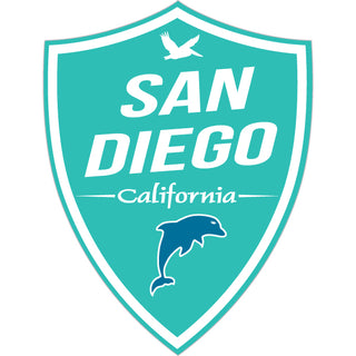 San Diego  California   Teal Dolphin Shield Sticker