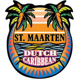 St. Maarten Dutch Caribbean   Stylized Palm Sun Water Sticker