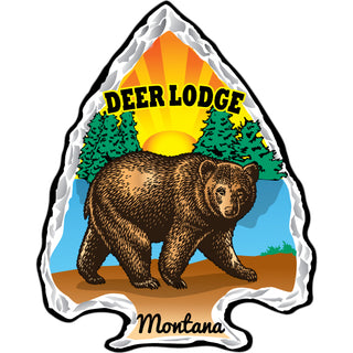 Deer Lodge  Montana   Arrowhead Brown Bear  Sticker