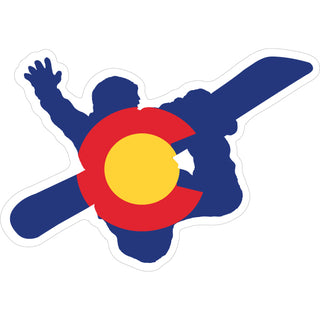 OK4  Colorado Flag Snowboarder Sticker