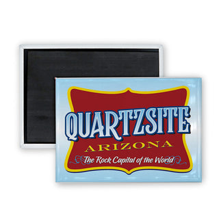 Quartzsite  Arizona   Red Tilted Rectangle Rectangle Badge Magnet